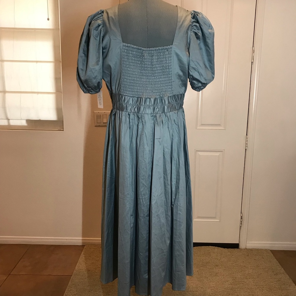 Eloquii Dress NWOT Plus Size 20 Midi Puff Sleeve Pockets in Ston… - Picture 8 of 9